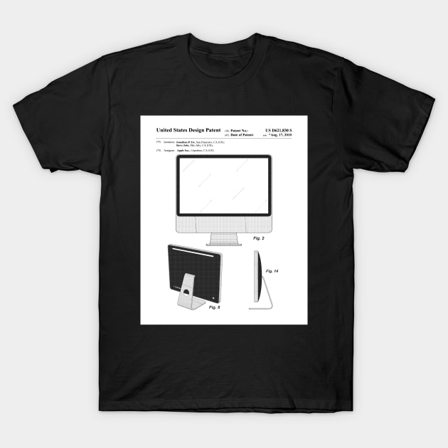 iMac Computer Patent - Apple Fan Tech Home Office Art - White T-Shirt by patentpress